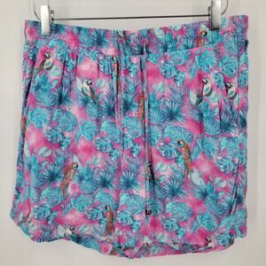 Margaritaville Shorts Womens Large Tropical Parrot Floral Pockets Pull On